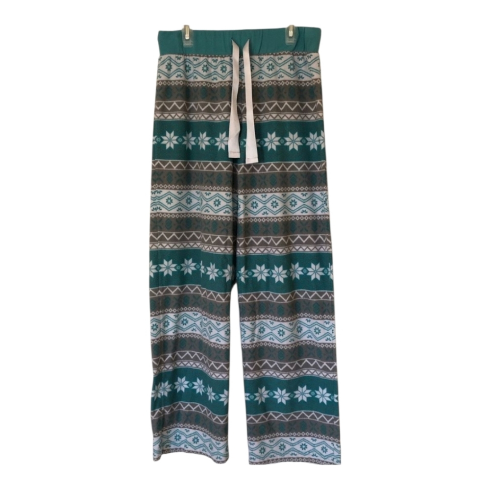 Magellan Outdoors Teal and Gray Festive Fleece Lounge pants Small